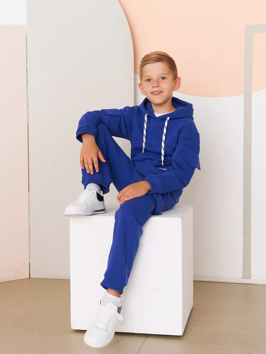 Костюм для мальчика с карманами синий - 4